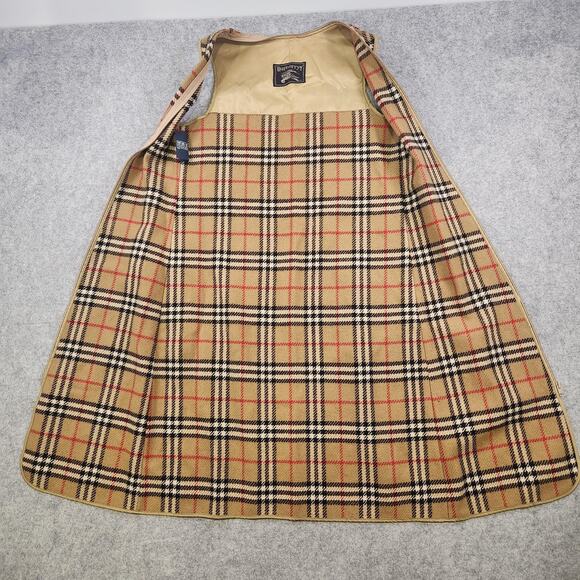 Vintage Burberrys Trench Coat Liner Nova Check Plaid 100% Wool Beige Zip-In 90s - Picture 9 of 15